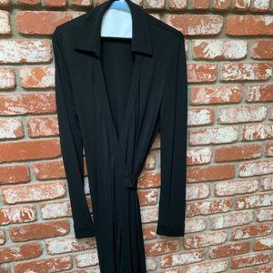DVF New Jeanne Two Jersey Wrap Dress-Black-Size 12